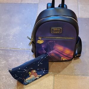 Loungefly Disney Lion King Backpack and Pouch - Black and Purple